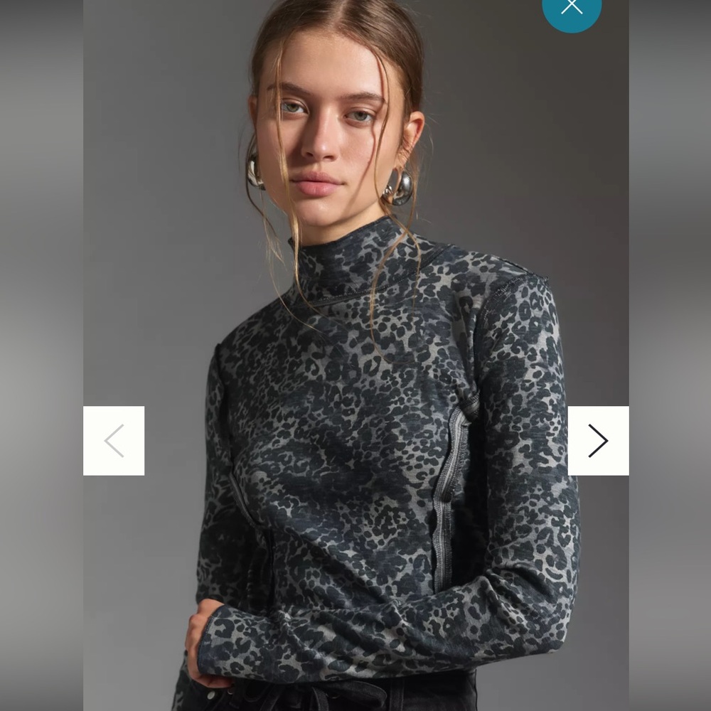 Anthropologie Pilcro Leopard Print Turtleneck Top